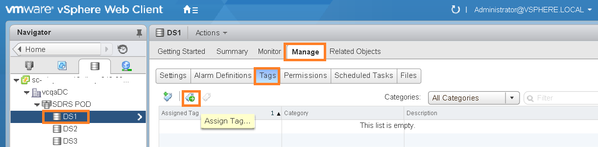 Assign tags to Datastore